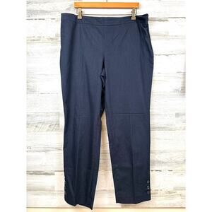 Talbots Womens 16W Navy Chatham Ankle Pants Button Hem Preppy Chic
